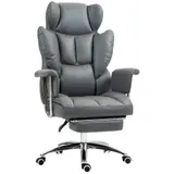 HOMCOM Bürostuhl mit Liegefunktion, ergonomisch Schreibtischstuhl, höhenverstellbar Drehstuhl mit Fußstütze, gepolstert, bis 120 kg belastbar, für Büro, Arbeitszimmer, Dunkelgrau   Aosom – Bild 1