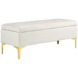HOMCOM Sitzbank mit Stauraum Polsterbank Samtoptik Metallbeine Bettbank für Wohnzimmer Schlafzimmer Flur 120 x 44 x 44,5 cm Beige   Aosom.de – Bild 1