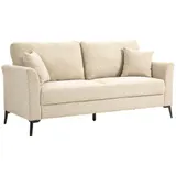 HOMCOM 2 Sitzer Sofa, Couch mit Leinenoptik, Metallbeine, Polstersofa, Gepolsterter Doppelsofa für Wohnzimmer, Schlafzimmer, 179 x 80 x 89 cm, Beige   Aosom – Bild 1