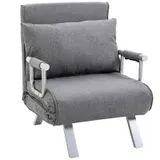HOMCOM Schlafsofa mit Armlehne 65x69x80cm  3-in-1 Schlafsessel, Gästebett, Chaiselongue, leinenartiges Polyester, Grau  Aosom – Bild 1