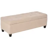 HOMCOM Sitzbank, Polsterbank mit Stauraum, Bettbank mit Deckel, Leinenoptik, Truhenbank, Aufbewahrungsbank für Wohnzimmer, Schlafzimmer, Beige  Aosom – Bild 1