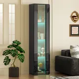 Vitrinenschrank, mit mehrfarbige LED, Fernbedienung und App-Steuerung, 4 Ebenen, modernes und schlicht, 40 x 29 x 170 cm, bis 50kg, Schwarz   Aosom.de – Bild 3