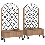 Outsunny 2er Set Hochbeet Pflanzkasten mit Rolle, Rankgitter, Spalier Pflanzkübel Blumenkasten Holz, Gartenspalier 152x25x97cm für Garten Balkon Terrasse, Blumenkübel für Kletterpflanzen Korbpflanzen   Aosom – Bild 1