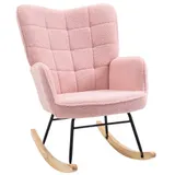 HOMCOM Schaukelstuhl Schwingsessel Schaukelsessel Akzentstuhl Relaxsessel Wohnzimmersessel für Schlafzimmer, bis 120 kg, Lammfellimitat, Rosa   Aosom – Bild 1