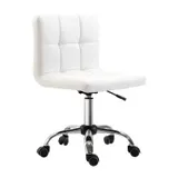 HOMCOM Bürostuhl, Ergonomischer Schreibtischstuhl ohne Armlehne, Höhenverstellbarer Drehstuhl, Computerstuhl für Büro, Arbeitszimmer, Kunstleder, Weiß   Aosom – Bild 1