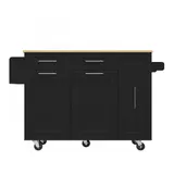 Kücheninsel mit klappbarer Tischplatte, Speisewagen mit Snackregalen und Stretchfunktionsschränken, 134,5x46/74x90,5 cm, Schwarz – Bild 1