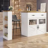 Bartisch, moderner multifunktionaler, höhenverstellbaren Brettern, ausziehbare 138-204 cm mit Stauraum, Robust, 360° Drehfunktion , Weiß    Aosom.de – Bild 3