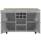 Moderne Kücheninsel, Multifunktionale Esstisch mit Speicherraum, 102x45x92 cm, Grau – Bild 1