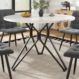 Runder Esstisch für 4 Personen, MDF Tischplatte, 100x100x76 cm, Weiß+Schwarz – Bild 3