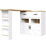 Bartisch, moderner multifunktionaler, höhenverstellbaren Brettern, ausziehbare 138-204 cm mit Stauraum, Robust, 360° Drehfunktion , Weiß    Aosom.de – Bild 1