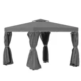 Outsunny Gartenpavillon, 2,96 x 2,96 m, mit Doppeldach, 4 Seitenteile Moskitonetz, Festzelt Partyzelt Aluminium Polyester   Aosom – Bild 1