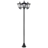 Outsunny Solar Gartenlaterne mit 3 flammig Laterne Solarlaterne Wegleuchte mit LED 120 Lumen IP44 201 Edelstahl Schwarz 51,5 x 47 x 182,5 cm   Aosom – Bild 1