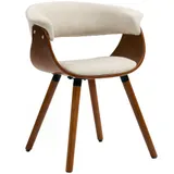 HOMCOM Esszimmerstuhl Küchenstuhl mit Rückenlehne, Leinenoptik, Sessel Polsterstuhl mit Holzbeine für Esstisch, Beige   Aosom – Bild 1