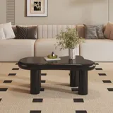 Couchtisch in Cloud-Form, aus MDF mit LED-Beleuchtung und Schublade, 98x65,5x40 cm, Schwarz – Bild 3