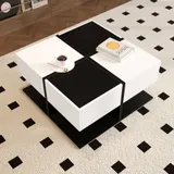 Couchtisch mit 2 Schubladen, Quadratischer Wohnzimmertisch mit Stauraum, 70x70x35,5 cm, Schwarz+Weiß – Bild 3