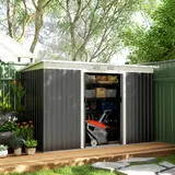 Outsunny Gerätehaus, Gartenhaus, Geräteschuppen mit Schiebetür, Lüftungsfenster, Pultdach, Outdoor, Stahl, Dunkelgrau, 280 x 130 x 172 cm   Aosom – Bild 3