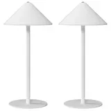 HOMCOM Tischlampe 2er Set Tischleuchte mit 3 Lichtfarben, Aufladbare USB A+C Nachttischlampe mit Touch-Schalter für Wohnzimmer, Schlafzimmer Metall, Weiß   Aosom – Bild 1