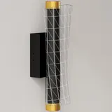 HOMCOM 2er Set Wandleuchte Innen Wandlampe mit LED Lichte, Gitterdesign, Dimmbar Nachttischlampe, Flurlampe für Wohnzimmer, Schlafzimmer, Metall, Schwarz   Aosom – Bild 1