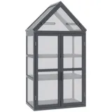 Outsunny Frühbeet Mini Gewächshaus 3 Ebenen Treibhaus Pflanzenbeet mit aufklappbarem Dach Doppeltüren aus Holz Natur 70,5 x 42 x 132 cm   Aosom – Bild 1