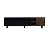 Moderner 4-türiger TV-Schrank, großer Stauraum, Vintage Design, 180x38x50 cm, Schwarz+Naturfarbe – Bild 1