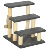 PawHut 3 Stufen Katzentreppe 48H cm Haustiertreppe mit Teddystoff für kleine Katzen grau, ideal für Senioren & kleine Rassen   Aosom.de – Bild 1