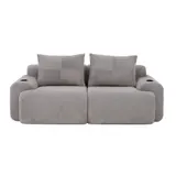 Modulares 2-Sitzer-Cordsofa, mit Getränkehalter und Seitentasche, 200x99x80 cm, Hellgrau – Bild 1