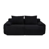 Modulares 2-Sitzer-Cordsofa, mit Getränkehalter und Seitentasche, 200x99x80 cm, Schwarz – Bild 1