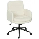HOMCOM Schreibtischstuhl Homeoffice Stuhl mit Bouclé-Optik höhenverstellbar Bürostuhl mit Wippfunktion Drehstuhl bis 120 kg belastbar für Schlafzimmer, Arbeitszimmer, Cremeweiß   Aosom – Bild 1