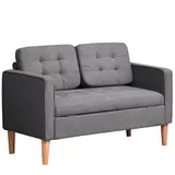 HOMCOM 2 Sitzer Sofa, Couch mit Stauraum, Holzbeine, Gepolsterter Polstersofa mit Samtoptik für Wohnzimmer, Schlafzimmer, 117x62x78 cm, Grau   Aosom – Bild 1