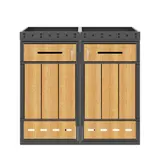 Doppel-Mülltonnenbox, 2‑fach Abfalltrennsystem, 132x80x124 cm, Grau+Naturfarbe – Bild 1