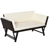 Outsunny Polyrattan Gartensofa 2 Sitzer klappbar Gartenmöbel Loungesofa mit Armlehnen Stahl Braun 129x63x67 cm für Terrasse & Balkon   Aosom.de – Bild 1