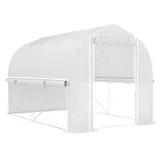 Outsunny Gewächshaus 3 x 2 x 2 m Foliengewächshaus mit 4 Fenster & Tür, Aufrollbar Seitenwänden, UV-beständiger Folientunnel Tomatenhaus mit verzinkten Stahlrahmen, Weiß   Aosom – Bild 1