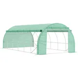 Outsunny Foliengewächshaus Polytunnel 6x3x2m mit UV-Schutz, begehbar, aufrollbare Abdeckungen aus Stahlrohr, grün   Aosom.de – Bild 1