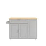 Mobiler Küchentisch mit ausklappbarer Arbeitsplatte, Schublade, Gewürzregal, Handtuchhalter, 132,5x44/70x90 cm, Grau – Bild 1