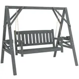Outsunny 2-Sitzer Holzschaukelbank, Gartenschaukel mit Ablagen, Getränkehalter, bis 250 kg belastbar, 183 x 120 x 160 cm, Grau   Aosom.de – Bild 1