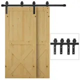 HOMCOM Schiebetürsystem für Holzschiebetür, Laufschiene mit 9 Zubehörteilen, Kohlenstoffstahl, Schwarz  Aosom – Bild 1