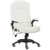 Vinsetto Bürostuhl mit Vibrationsmassage, Ergonomisch Schreibtischstuhl mit Heiz-, Liegefunktion, Höhenverstellbar Chefsessel mit Fernbedienung, Seitentasche, Leinenoptik, Cremeweiß   Aosom – Bild 1