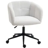 HOMCOM Schreibtischstuhl Homeoffice Stuhl mit Samt-Leinenoptik, gewölbter Rückenlehne, Höhenverstellbar Drehstuhl mit Wippfunktion, Bürostuhl bis 120 kg für Arbeitszimmer, Schlafzimmer, Cremeweiß   Aosom – Bild 1