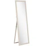 HOMCOM Ganzkörperspiegel 160 x 50 cm Rechteckig Standspiegel mit Steinoptik, Splitterfrei Wandspiegel zum Anlehnen, Stehen, Spiegel für Wohnzimmer, Schlafzimmer, Flur, Weiß   Aosom – Bild 1