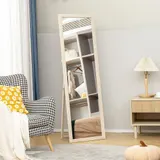 HOMCOM Ganzkörperspiegel 160 x 50 cm Rechteckig Standspiegel mit Steinoptik, Splitterfrei Wandspiegel zum Anlehnen, Stehen, Spiegel für Wohnzimmer, Schlafzimmer, Flur, Weiß   Aosom – Bild 3