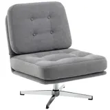 HOMCOM Sessel 360°Drehbarer Loungesessel mit Chenille-Optik, Breiter Sitzfläche, Schneidersitz Polsterstuhl mit Metallbeinen, Gepolstert Relaxsessel Lesesessel für Wohnzimmer, Schlafzimmer, Hellgrau   Aosom – Bild 1