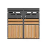 Multifunktionaler Außenschrank mit integriertem Pflanzkasten, Jalousien-Lüftung gegen Gerüche, 133X80X128 cm, ohne Abfalleimer, Grau – Bild 1