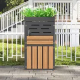 Multifunktionaler Außenschrank 2-in-1 mit integriertem Pflanzkasten und Mülltonnenfach, ohne Abfalleimer, 66x80x128 cm, Grau – Bild 3