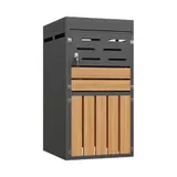Multifunktionaler Außenschrank 2-in-1 mit integriertem Pflanzkasten und Mülltonnenfach, ohne Abfalleimer, 66x80x128 cm, Grau – Bild 1