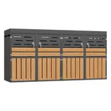 Multifunktionaler Außenschrank mit integriertem Pflanzkasten, Jalousien-Lüftung gegen Gerüche, 264x80x128 cm, Grau – Bild 1