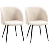 HOMCOM Esszimmerstühle 2er Set Küchenstuhl mit Ergonomischer Rückenlehne, Lammwoll-Optik, modern Polsterstuhl mit Stahlbeine Armlehne, Wohnzimmerstuhl Stühle für Esstisch Esszimmer, Cremeweiß   Aosom – Bild 1