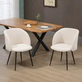 HOMCOM Esszimmerstühle 2er Set Küchenstuhl mit Ergonomischer Rückenlehne, Lammwoll-Optik, modern Polsterstuhl mit Stahlbeine Armlehne, Wohnzimmerstuhl Stühle für Esstisch Esszimmer, Cremeweiß   Aosom – Bild 3