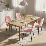 HOMCOM Esszimmerstühle 4er Set Küchenstuhl mit Rückenlehne, Samtoptik, Sessel Polsterstuhl mit Stahlbeine, Stühle, Wohnzimmerstuhl für Esstisch, Rosa   Aosom – Bild 3