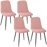 HOMCOM Esszimmerstühle 4er Set Küchenstuhl mit Rückenlehne, Samtoptik, Sessel Polsterstuhl mit Stahlbeine, Stühle, Wohnzimmerstuhl für Esstisch, Rosa   Aosom – Bild 1