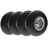 Outsunny Schubkarrenrad 4er Set Ersatzrad 80 kg Ø 255 mm Vollgummi Luftreifen mit Schlauch Kugellager Schwarz   Aosom – Bild 1